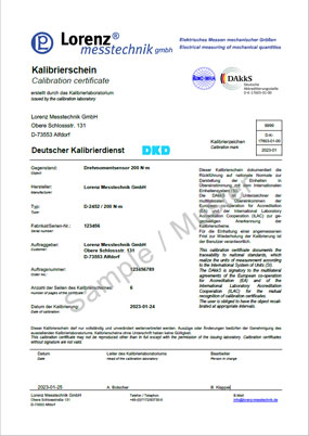 DAkkS Calibration Certificate